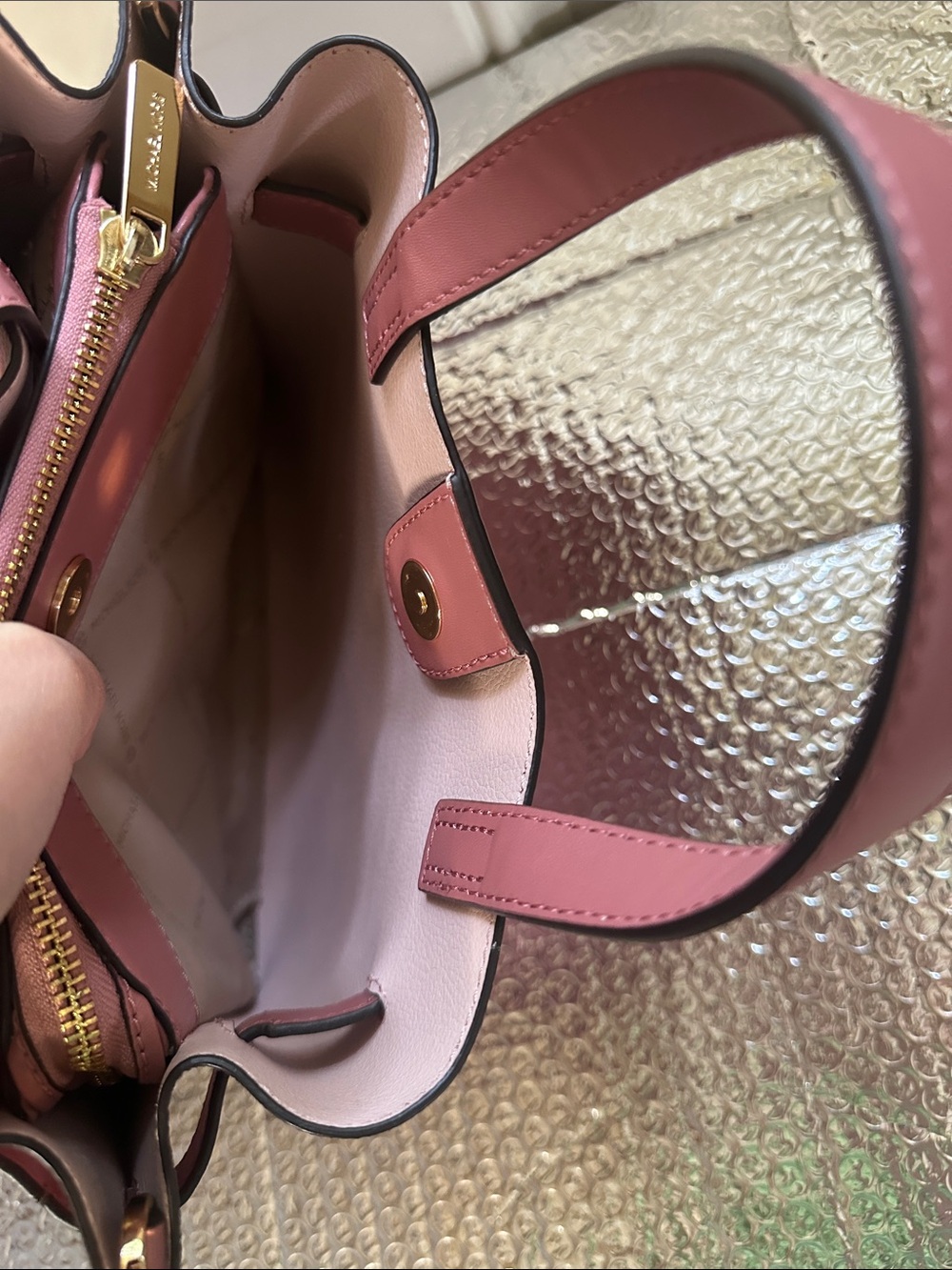 Michael Kors Dusty Rose Leather Satchel with Gold Hardware - Picture 6 of 9